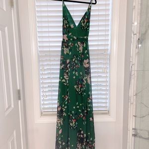 Green floral formal dress